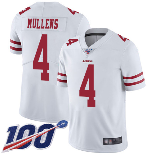 San Francisco 49ers Limited White Men Nick Mullens Road NFL Jersey 4 100th Season Vapor Untouchable